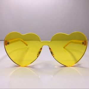 Yellow Rimless Oversized Heart Shaped Sunglasses